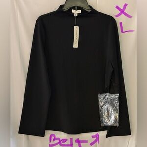 Elegant Black Long Sleeve Top with a Belt